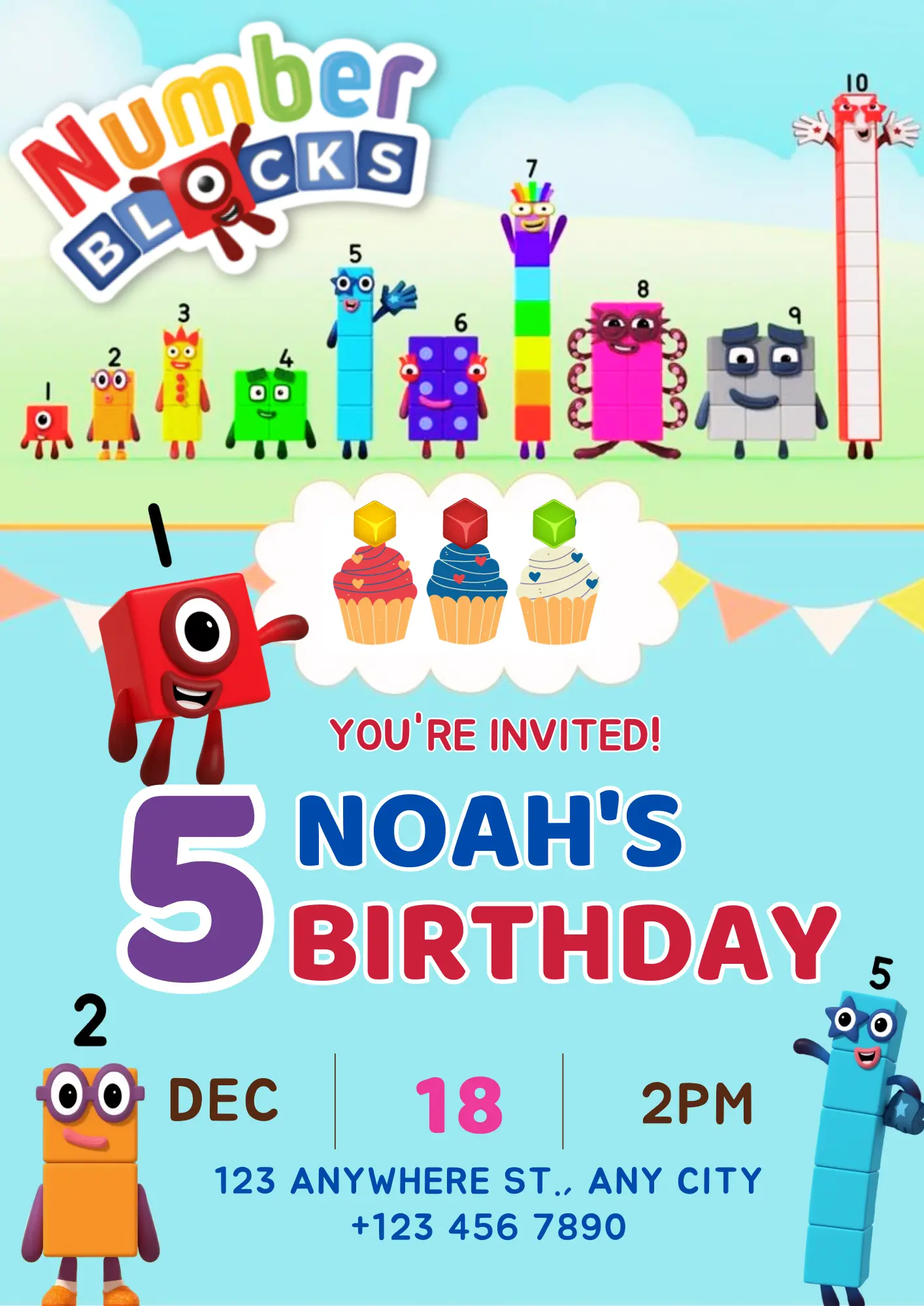 Numberblocks Birthday Invitation Template – CreativeRino