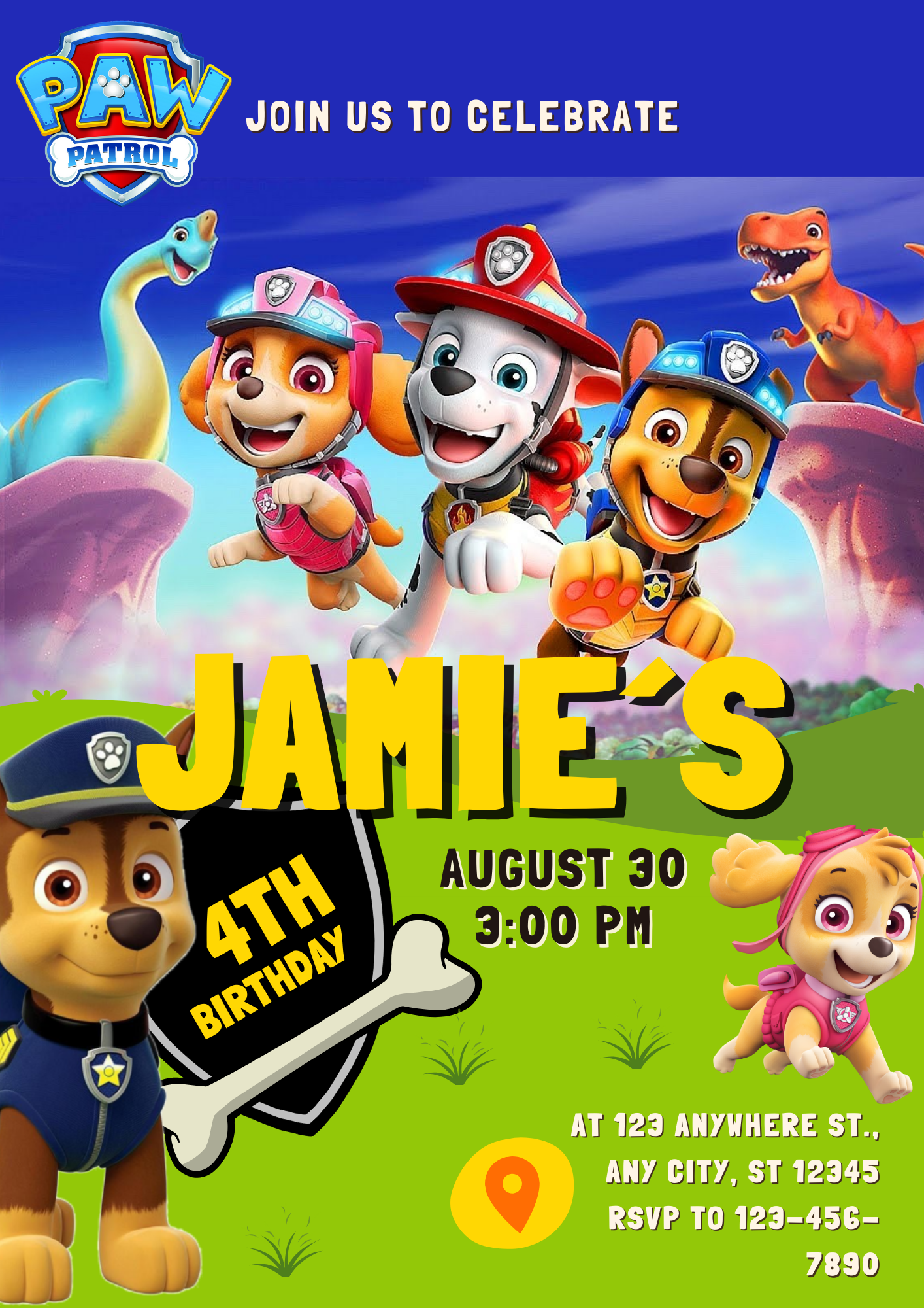 Paw Patrol Birthday Invitation Template