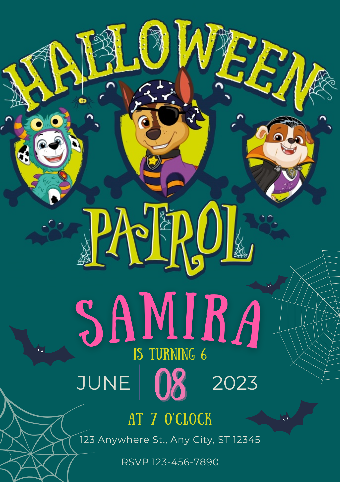 Paw Patrol Halloween Birthday Invitation Template