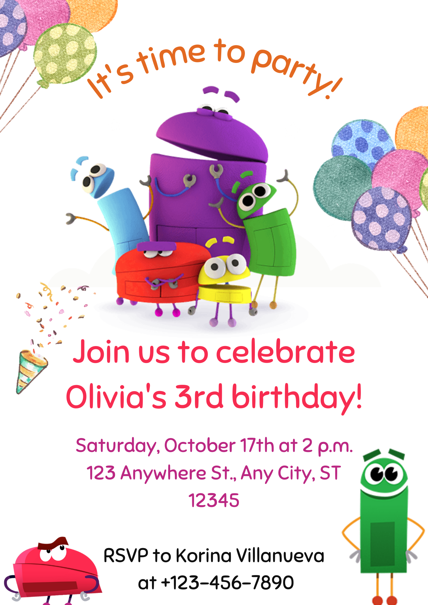 Numberblocks Birthday Invitation Template