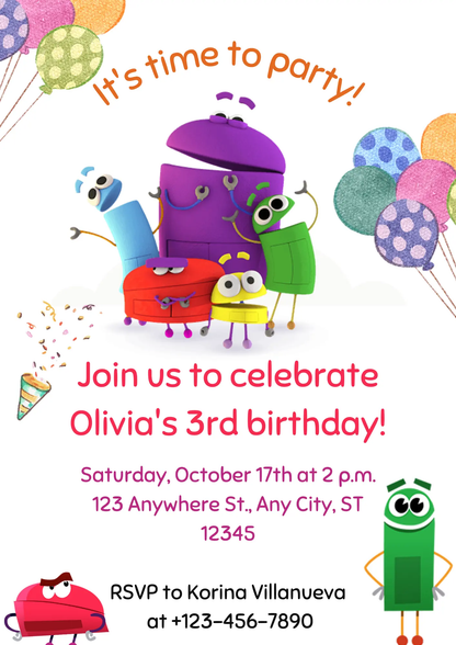 Numberblocks Birthday Invitation Template - CreativeRino