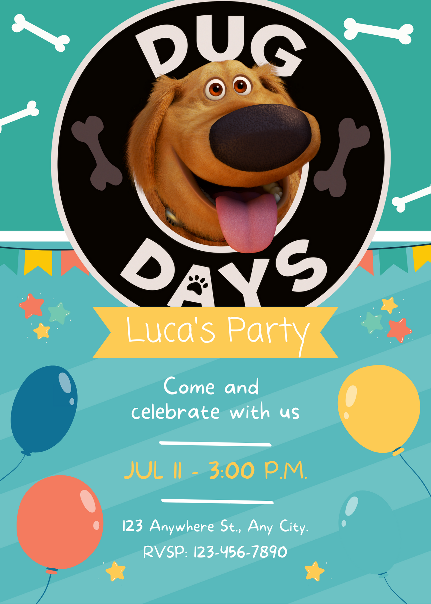 Dug Days Birthday Invitation Template