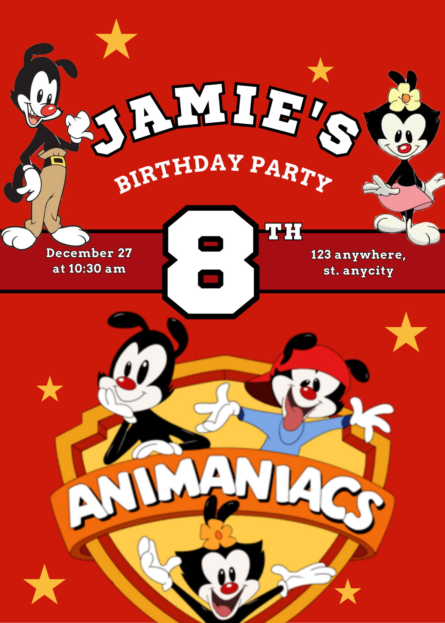 Animaniacs Birthday Invitation Template