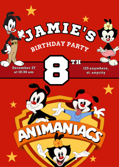 Animaniacs Birthday Invitation Template - CreativeRino