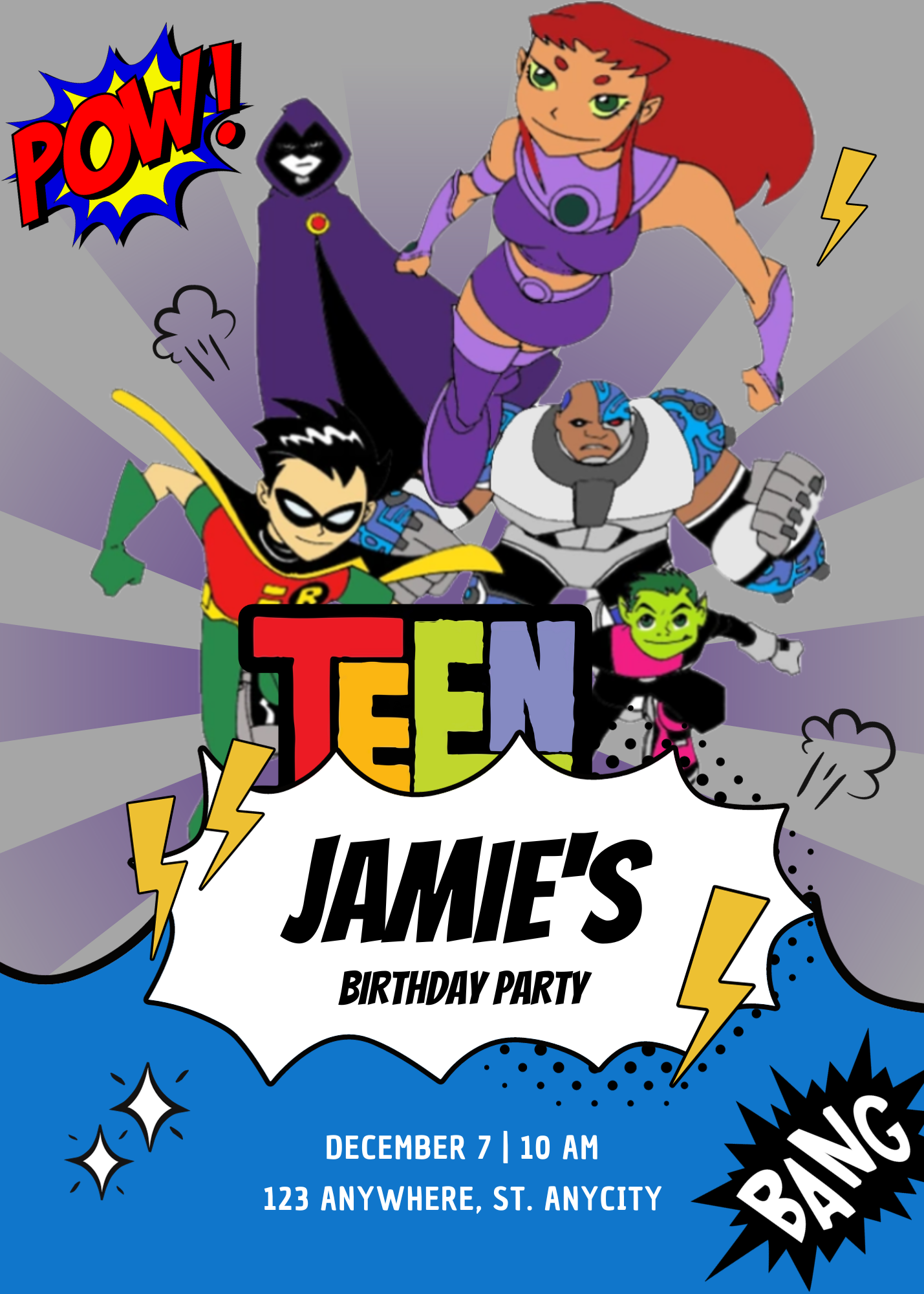 Teen Titans Birthday Invitation Template