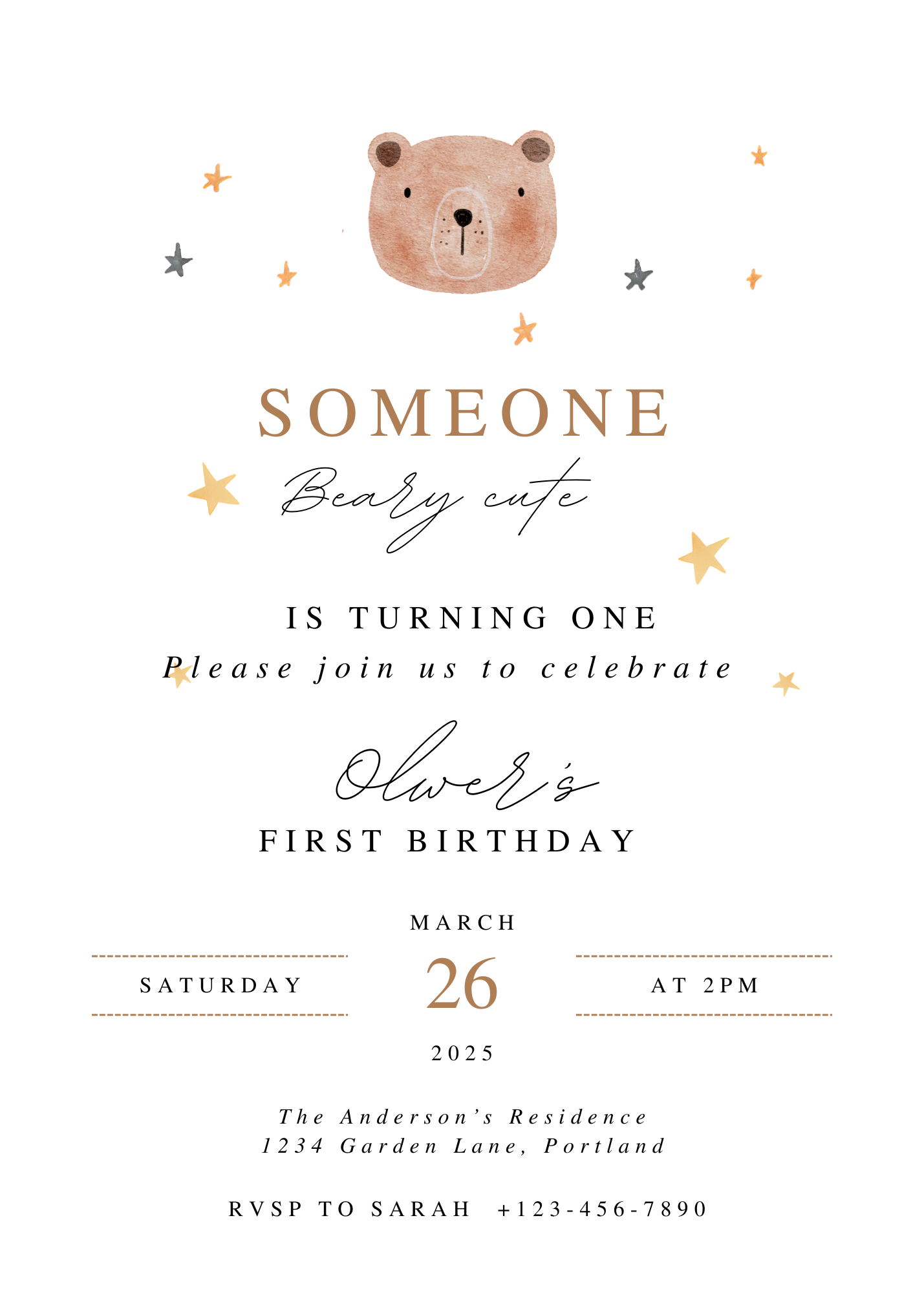 Teddy Bear Birthday Invitation Template | Someone Beary Cute Invite