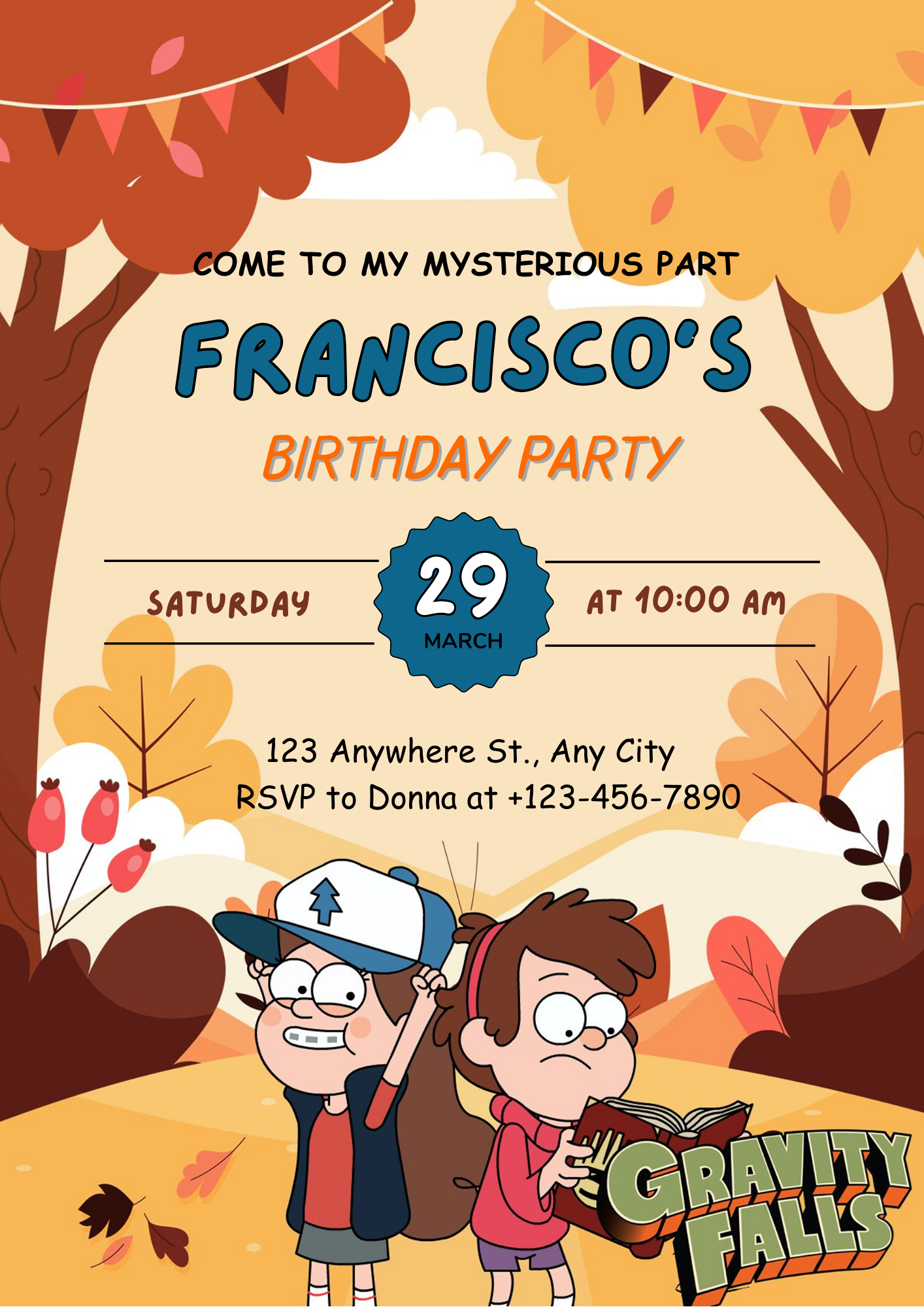 Gravity Falls Birthday Invitation Template