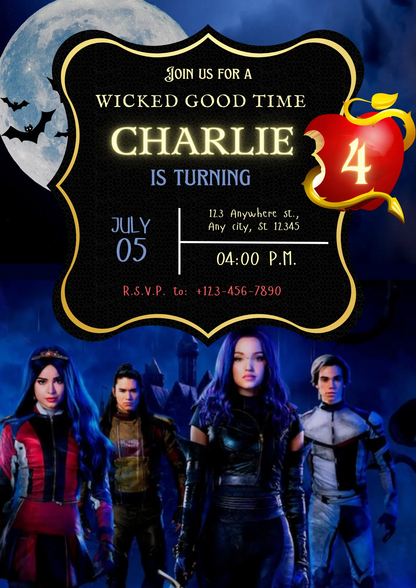 Descendants Birthday Invitation Template - CreativeRino