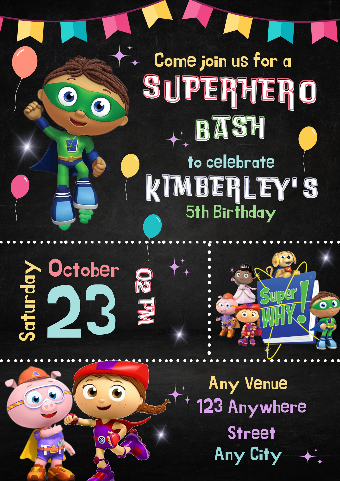 Super Why Birthday Invitation Template