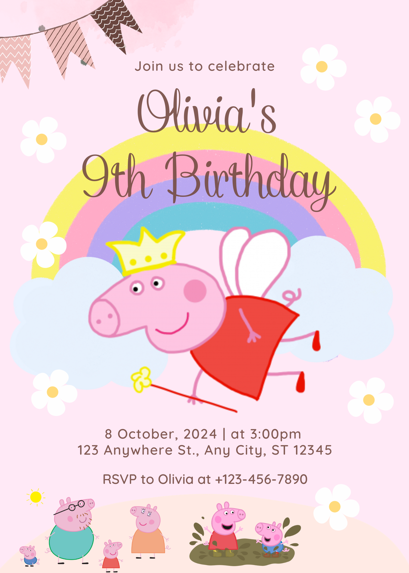 Peppa Pig Birthday Invitation Template