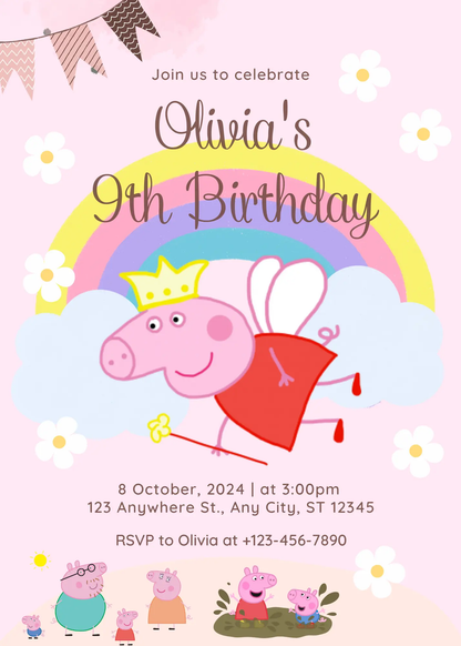 Peppa Pig Birthday Invitation Template - CreativeRino