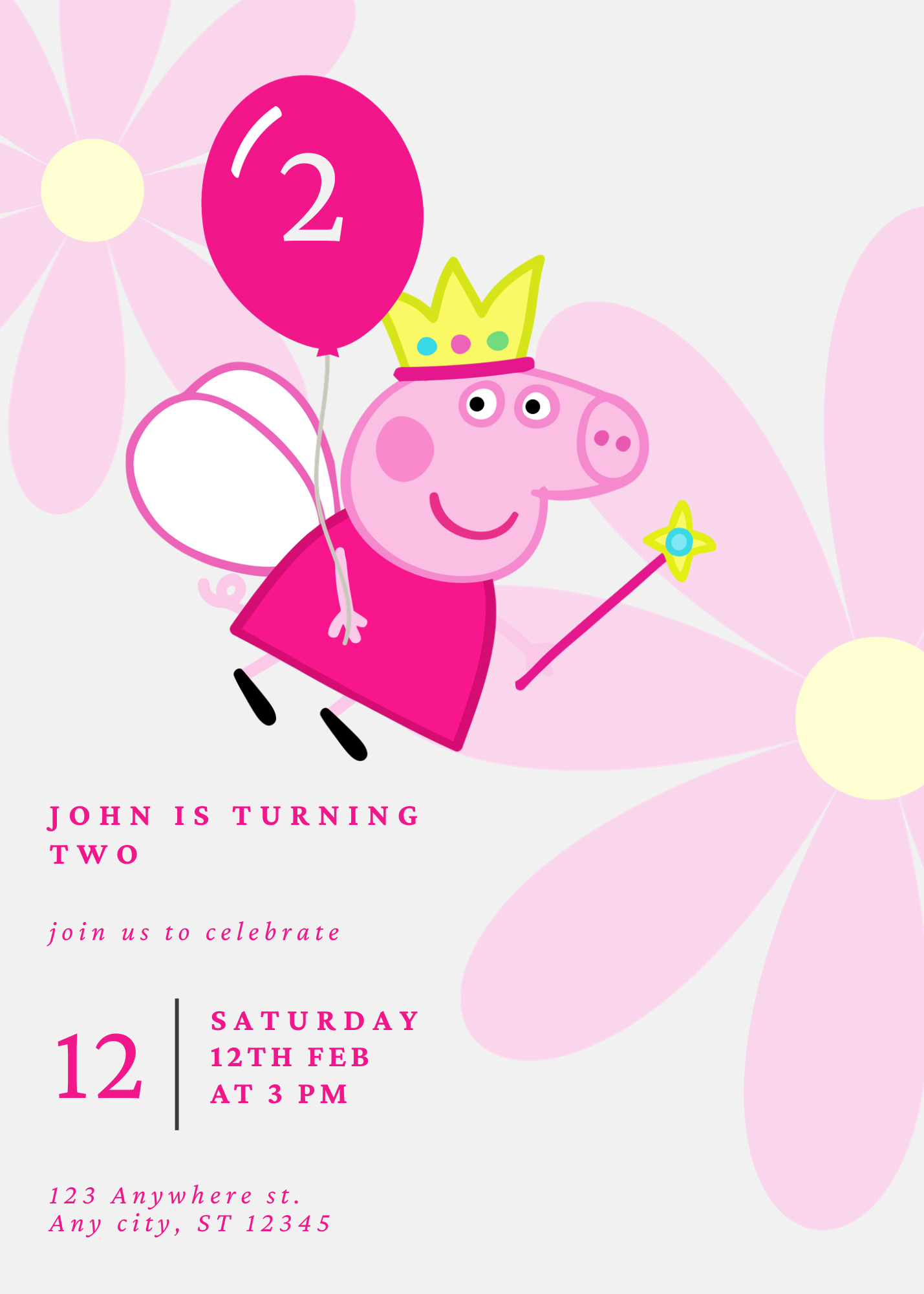 Peppa Pig Birthday Invitation Template