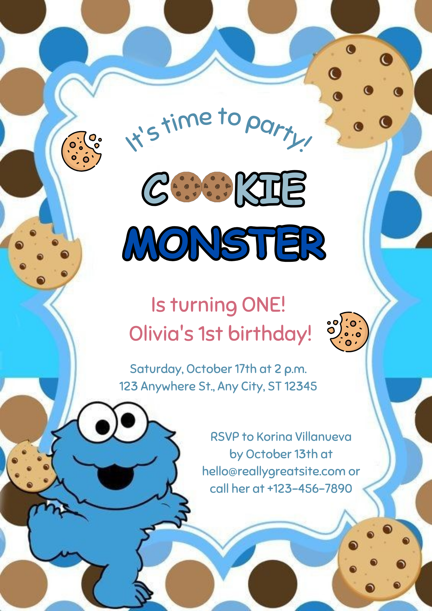 Cookie Monster Birthday Invitation Template