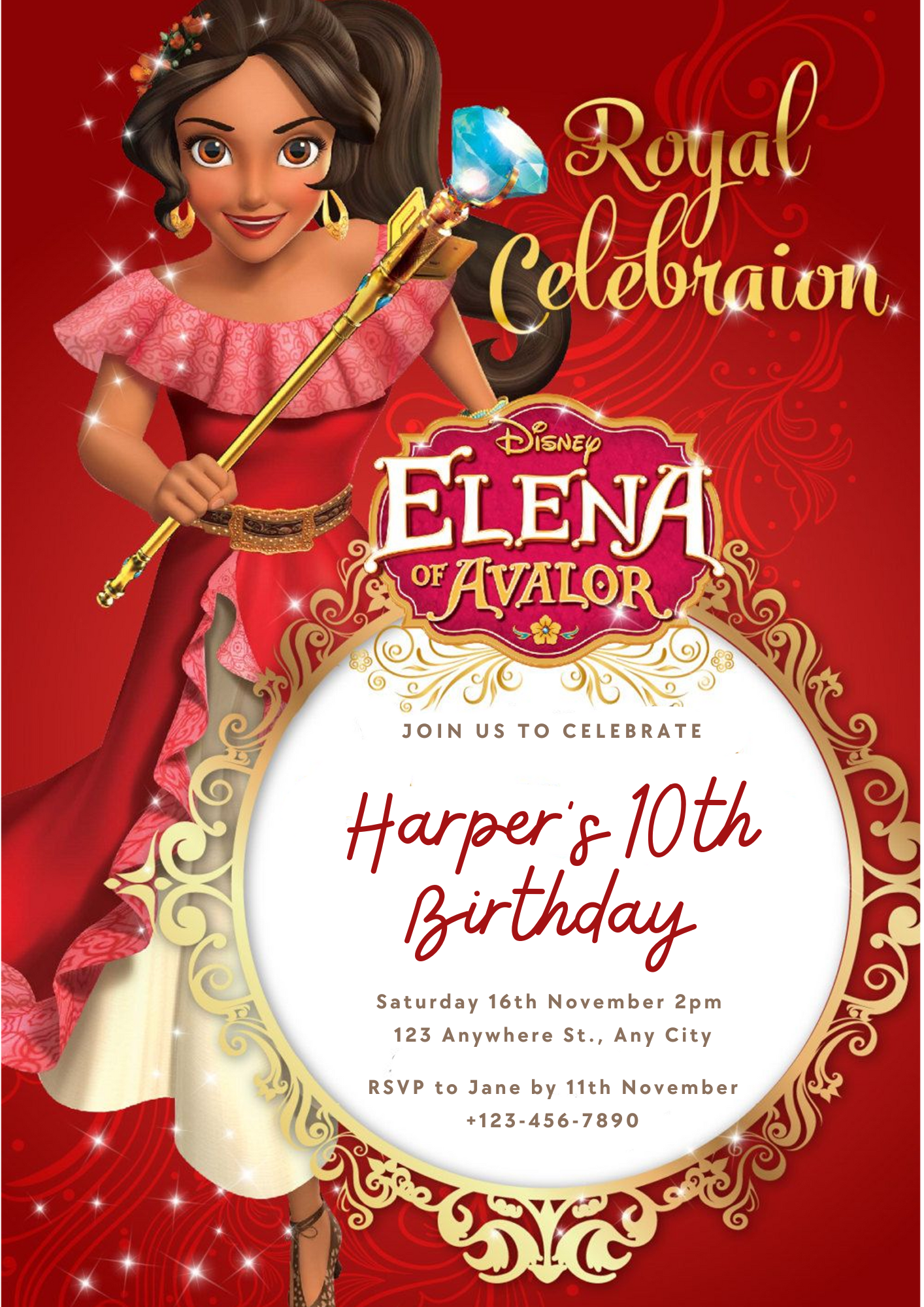 Elena of Avalor Birthday Invitation Template