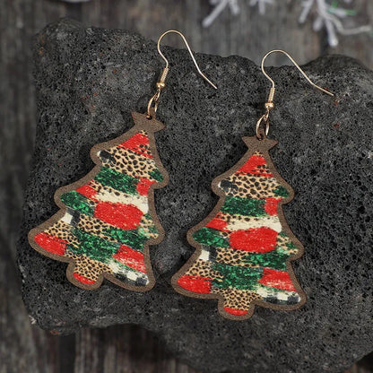 ightweight Faux Leather Christmas Tree Dangle Earrings | Holiday Statement Jewelry eprolo