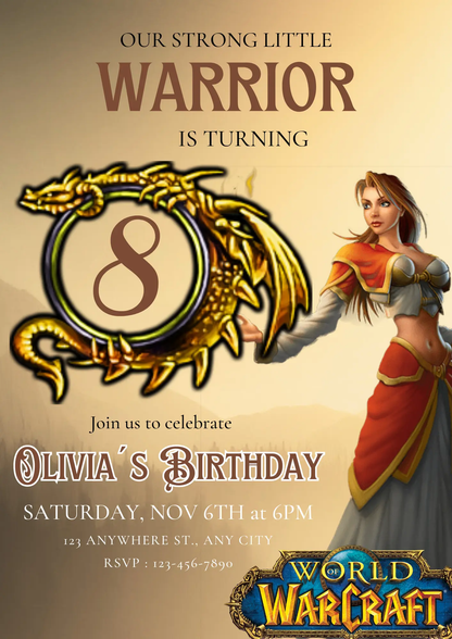 World of Warcraft Birthday Invitation Template - CreativeRino