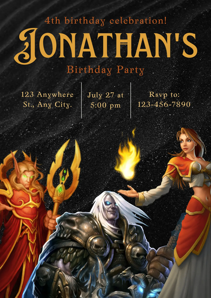 World of Warcraft Birthday Invitation Template - CreativeRino