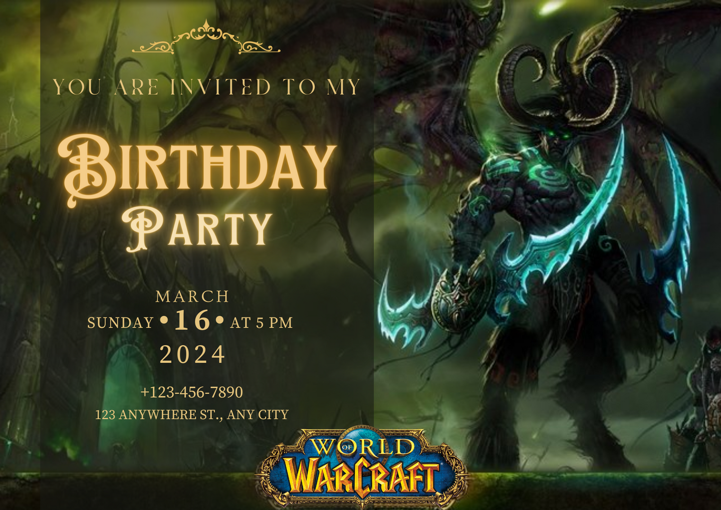 World of Warcraft Birthday Invitation Template