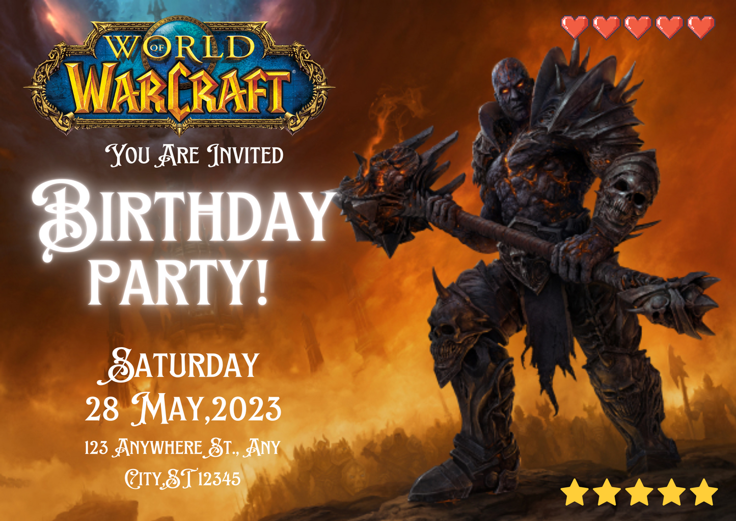 World of Warcraft Birthday Invitation Template