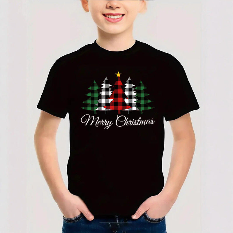 Combed Cotton Christmas Graphic T-Shirt | New Short Sleeve Round Neck | Boys & Girls Festive Kids Clothing Tee eprolo