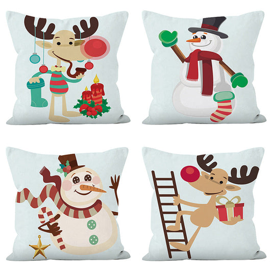 Super Soft Christmas Pillow Cover | Reindeer & Snowman Holiday Sofa Cushion eprolo