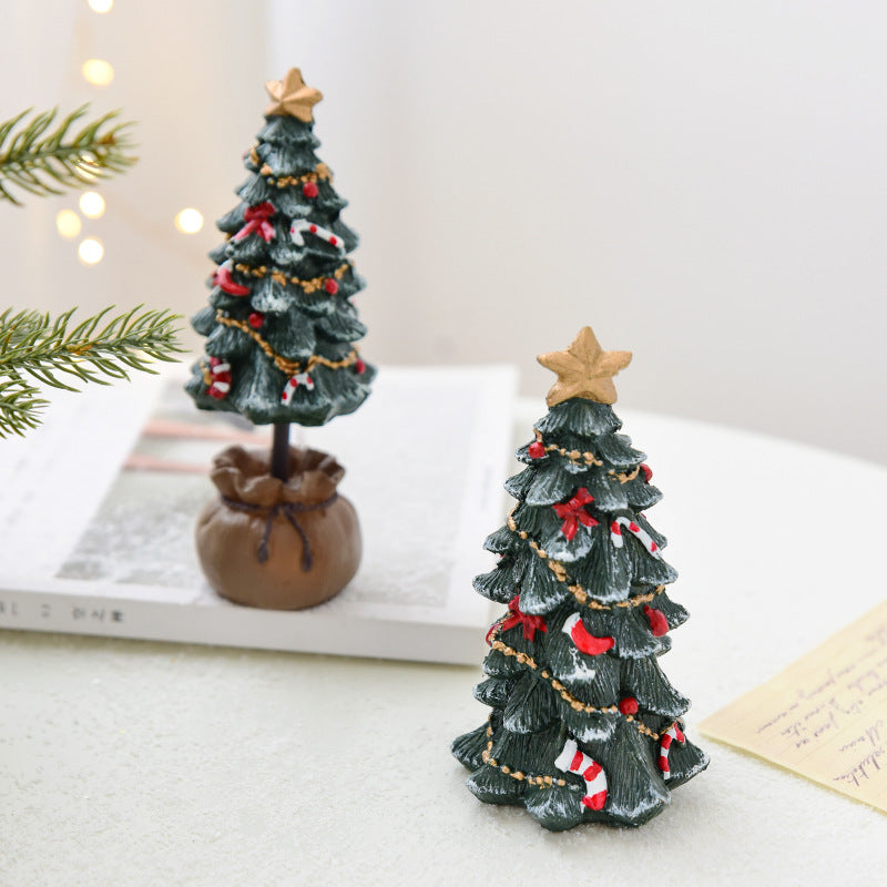Miniature Resin Christmas Tree Ornament | Desktop Holiday Scene Decoration & Gift eprolo