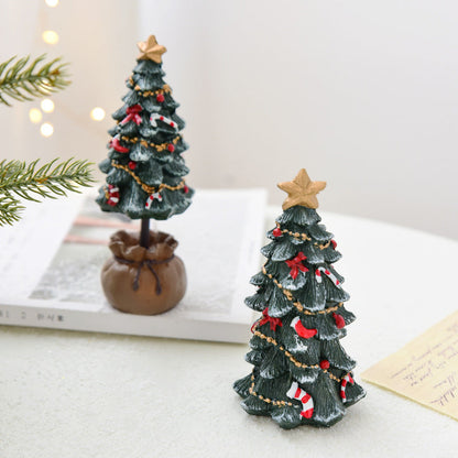 Miniature Resin Christmas Tree Ornament | Desktop Holiday Scene Decoration & Gift eprolo