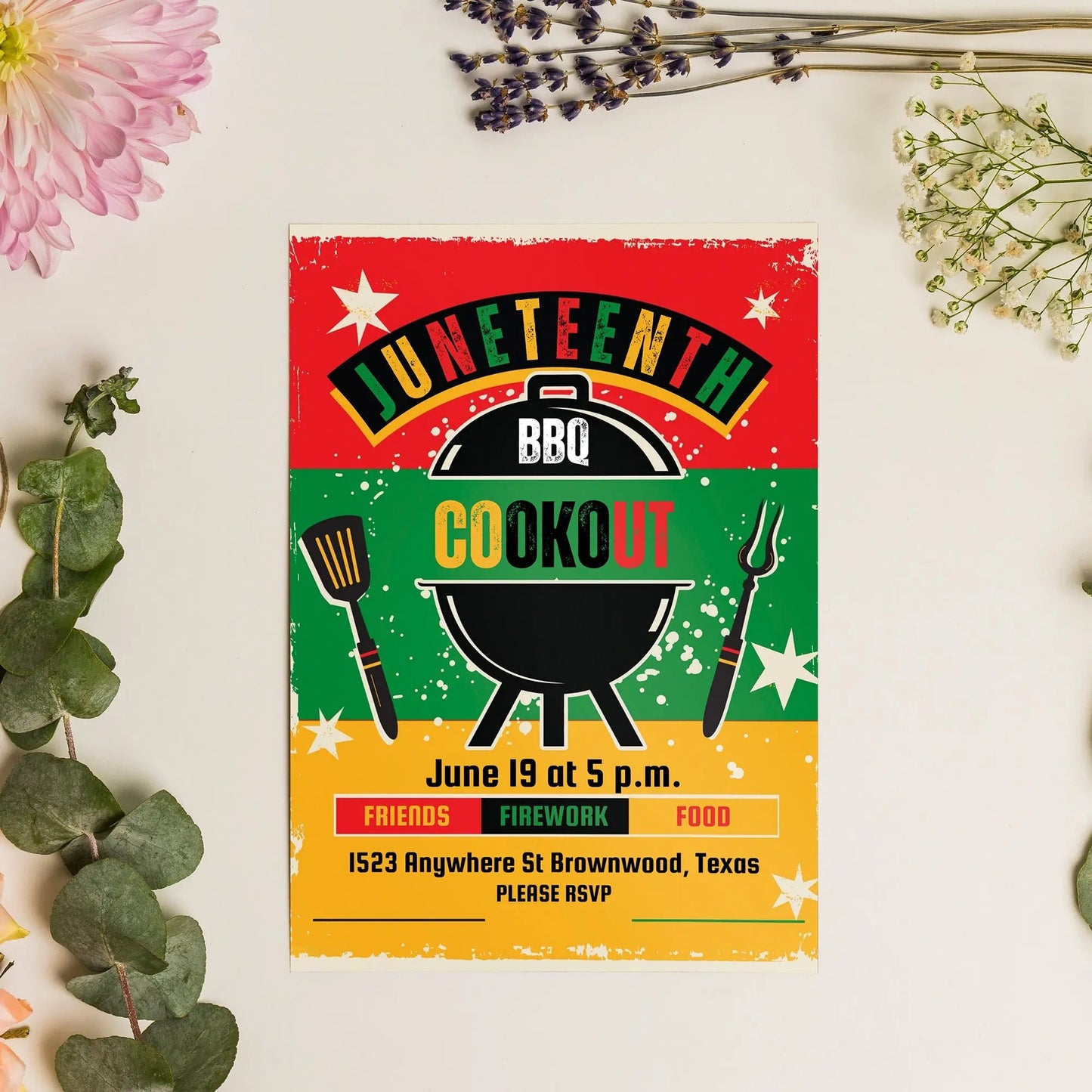 Juneteenth Invitation Template | Juneteenth Celebration BBQ Invite CreativeRino