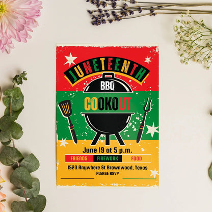 Juneteenth Invitation Template | Juneteenth Celebration BBQ Invite CreativeRino