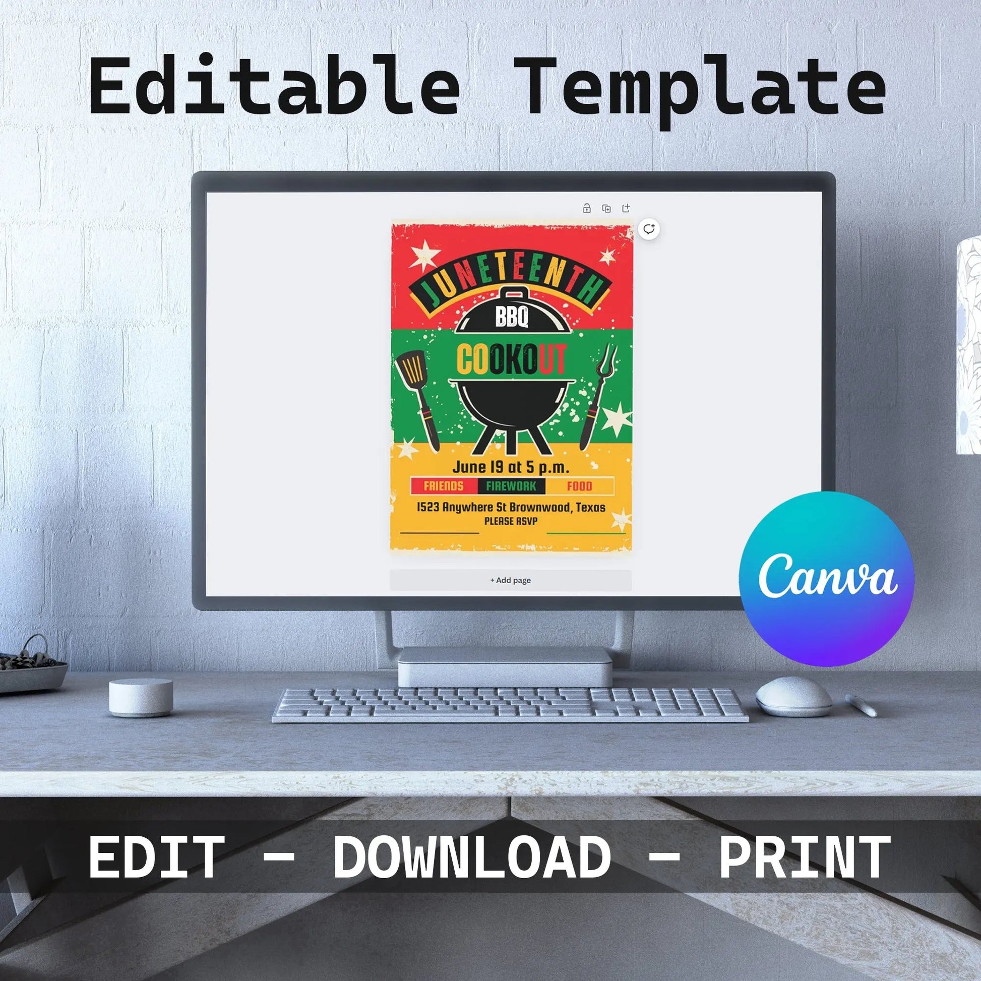 Juneteenth Invitation Template | Juneteenth Celebration BBQ Invite - CreativeRino