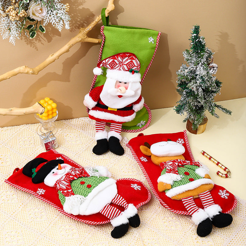 Whimsical 3D Long Legs Christmas Socks | Cartoon Santa Claus Gift Bag & Hanging Decoration Pendant eprolo
