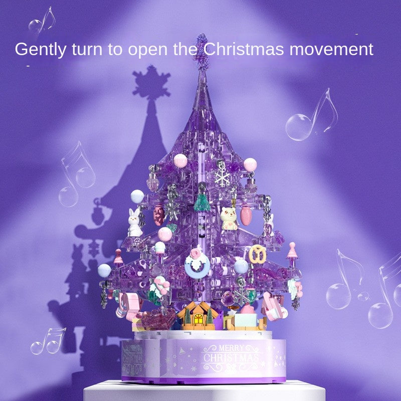 Dreamy Purple Crystal Christmas Tree Music Box Toy | DIY LED Building Blocks Gift for Girls eprolo