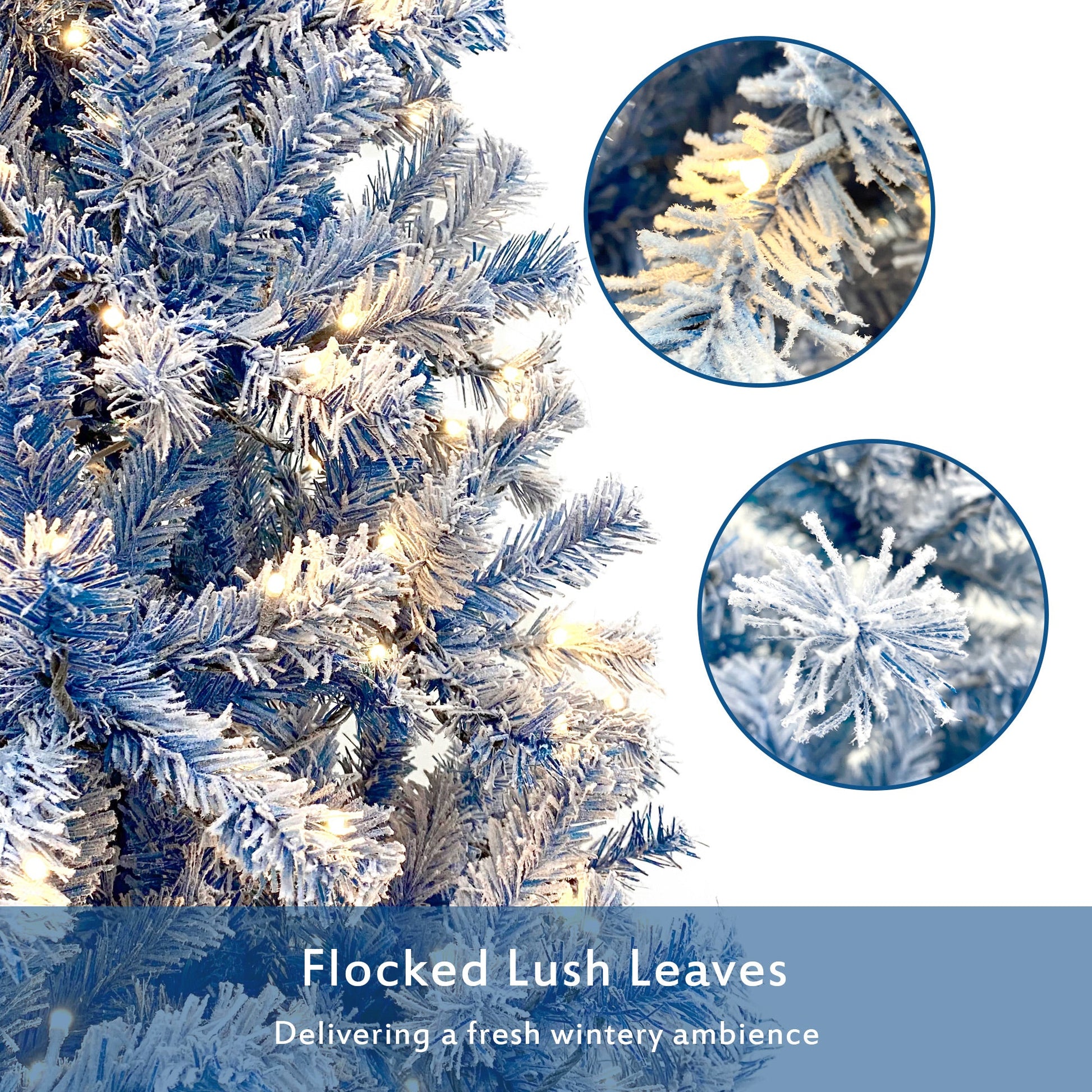 6FT Pre-Lit Snow Flocked Artificial Fir Christmas Tree Decor | Hinged, 750 Tips eprolo