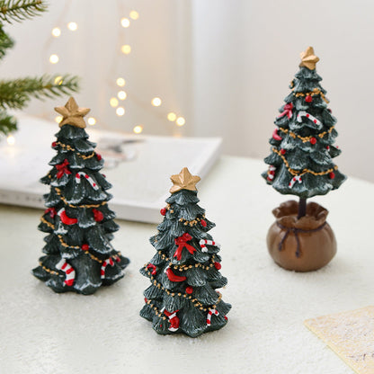 Miniature Resin Christmas Tree Ornament | Desktop Holiday Scene Decoration & Gift eprolo