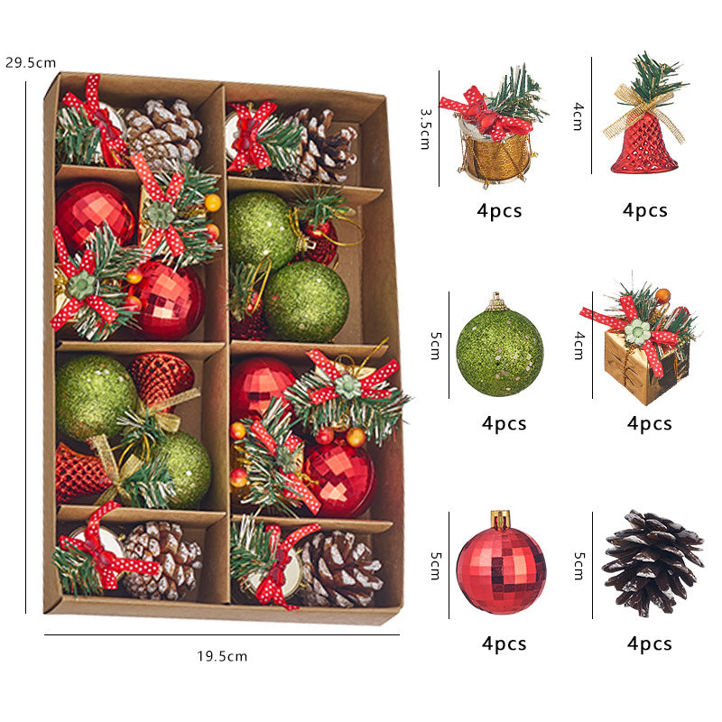 Deluxe Christmas Tree Ornament Set | Ball, Bell, Pinecone & Drum Combination Pack eprolo