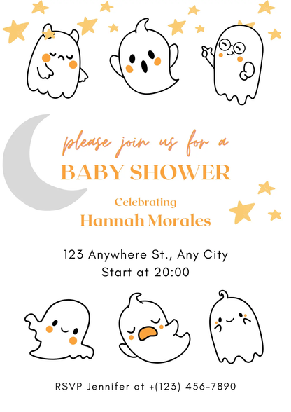 A Little Boo Baby Shower Invitation Template | Halloween Baby Shower Invite - CreativeRino