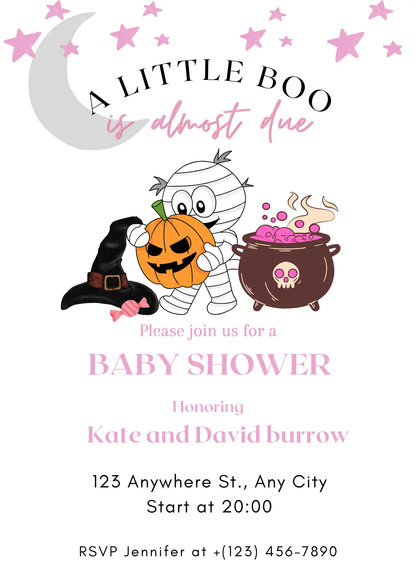 A Little Boo Baby Shower Invitation Template | Halloween Baby Shower Invite - CreativeRino