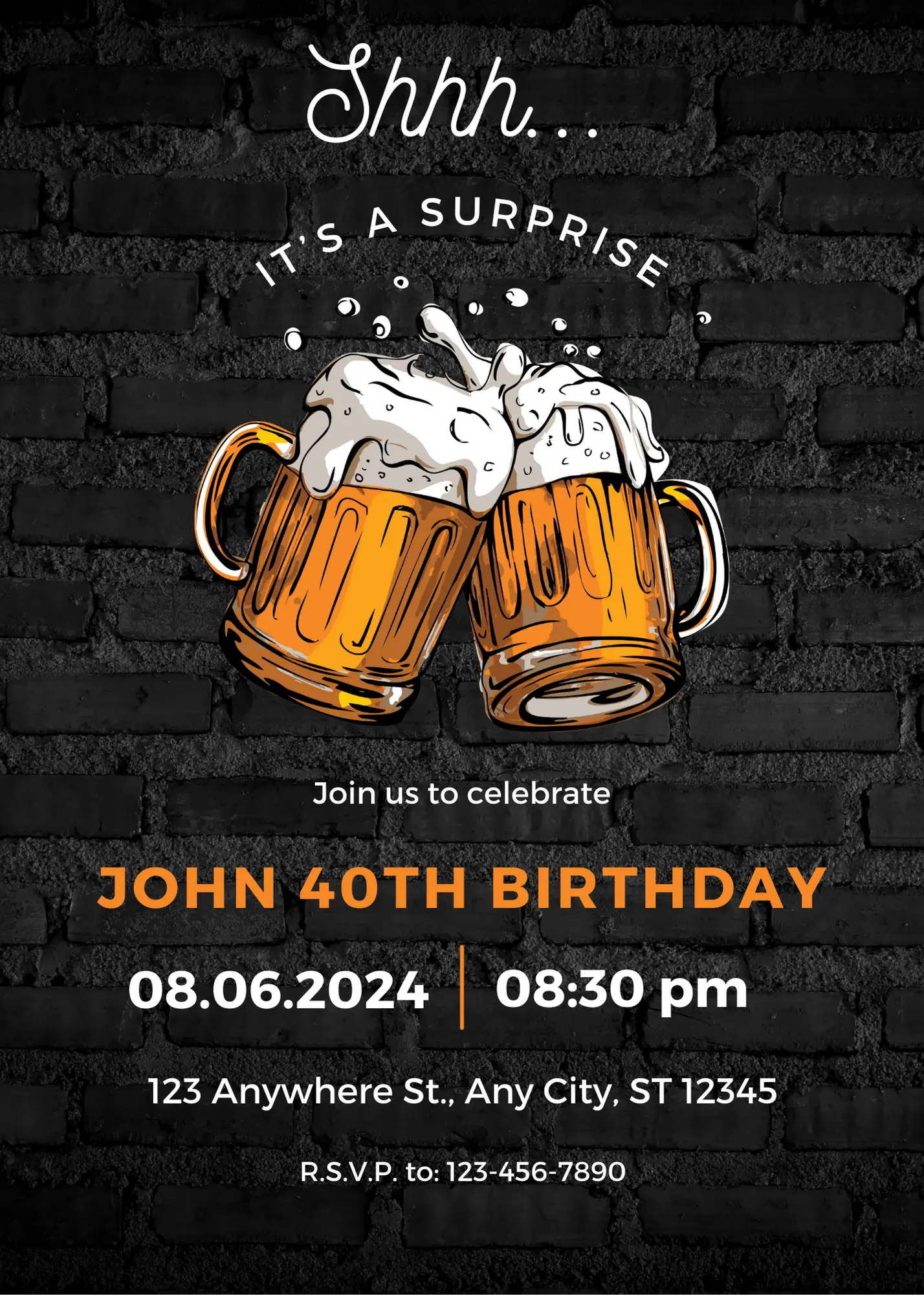 Beer Surprise Birthday Party Invitation Template - CreativeRino