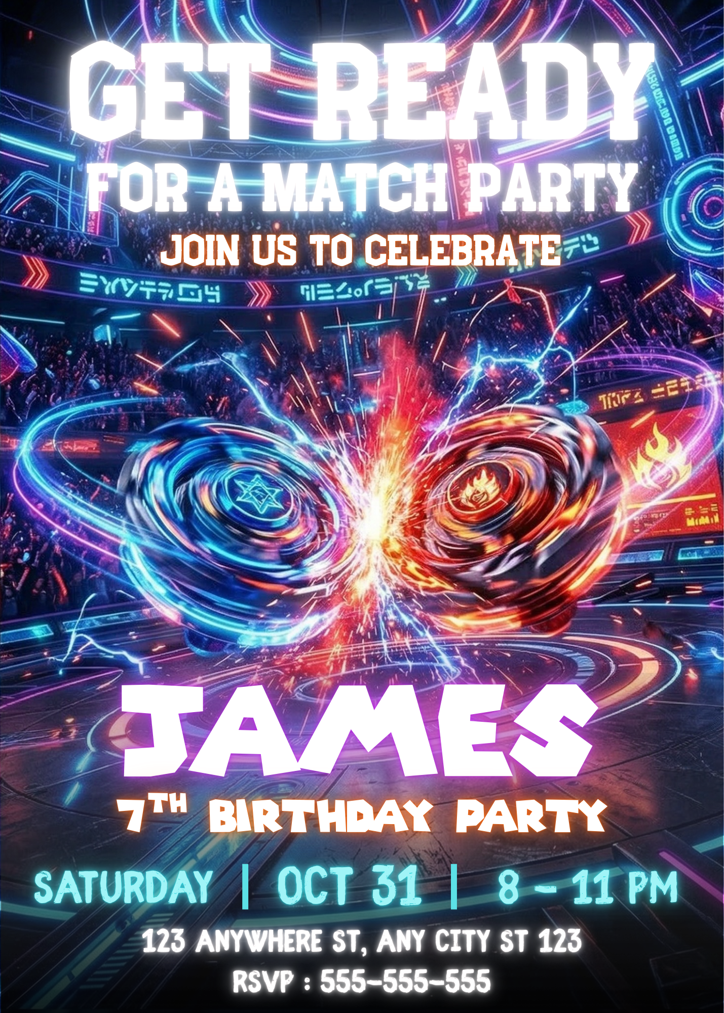 Editable Beyblade X Invitation Template | Beyblade Burst Birthday Invite | Anime Party Invitation CreativeRino