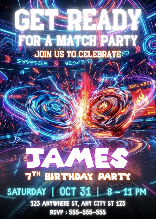 Editable Beyblade X Invitation Template | Beyblade Burst Birthday Invite | Anime Party Invitation CreativeRino