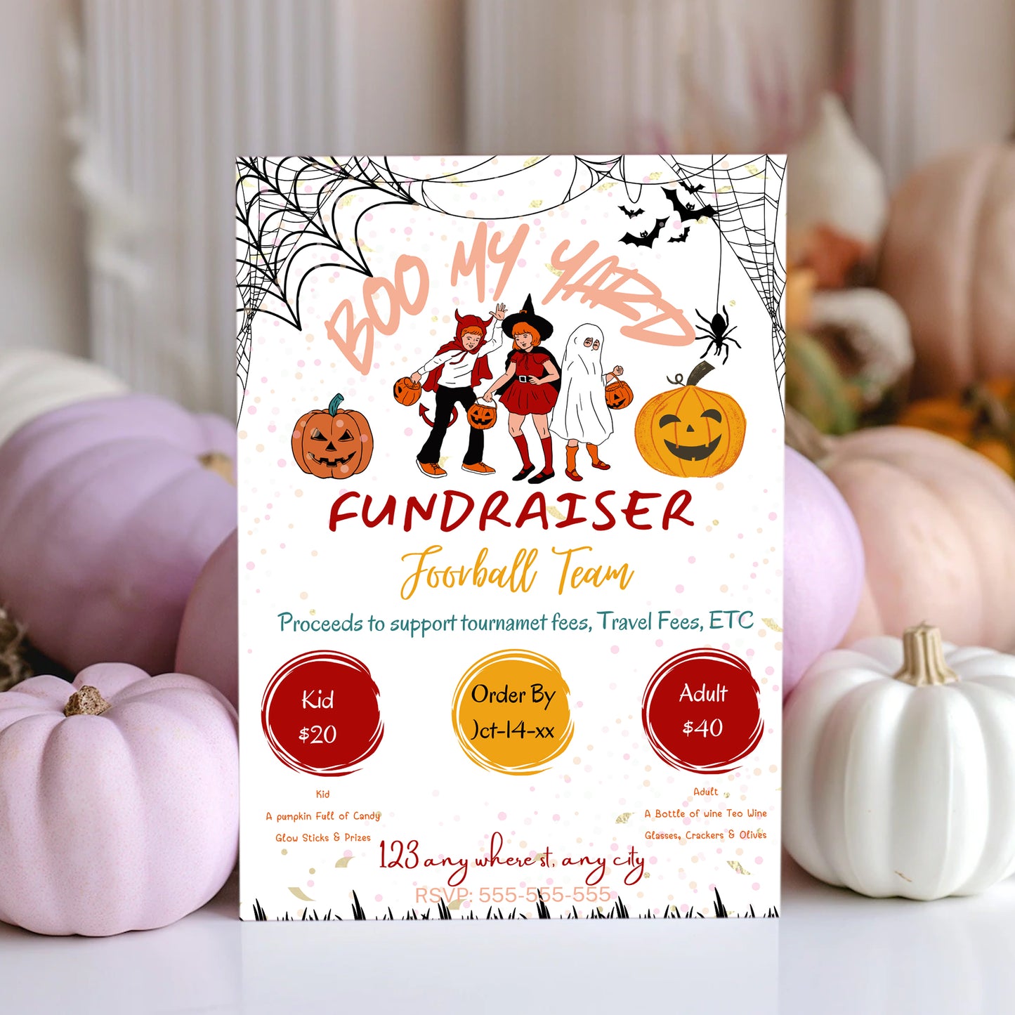 Boo my Yard Fundraiser Halloween Invitation Template - CreativeRino