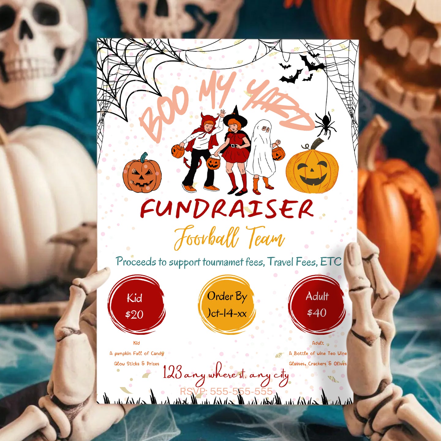 Boo my Yard Fundraiser Halloween Invitation Template - CreativeRino