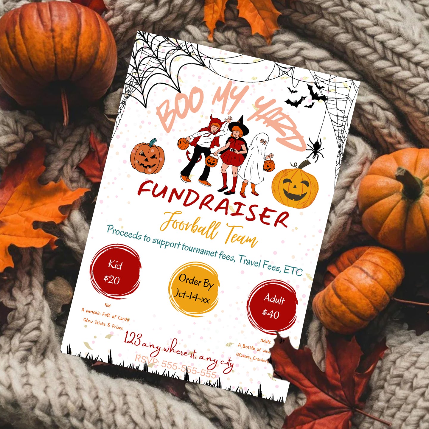 Boo my Yard Fundraiser Halloween Invitation Template - CreativeRino