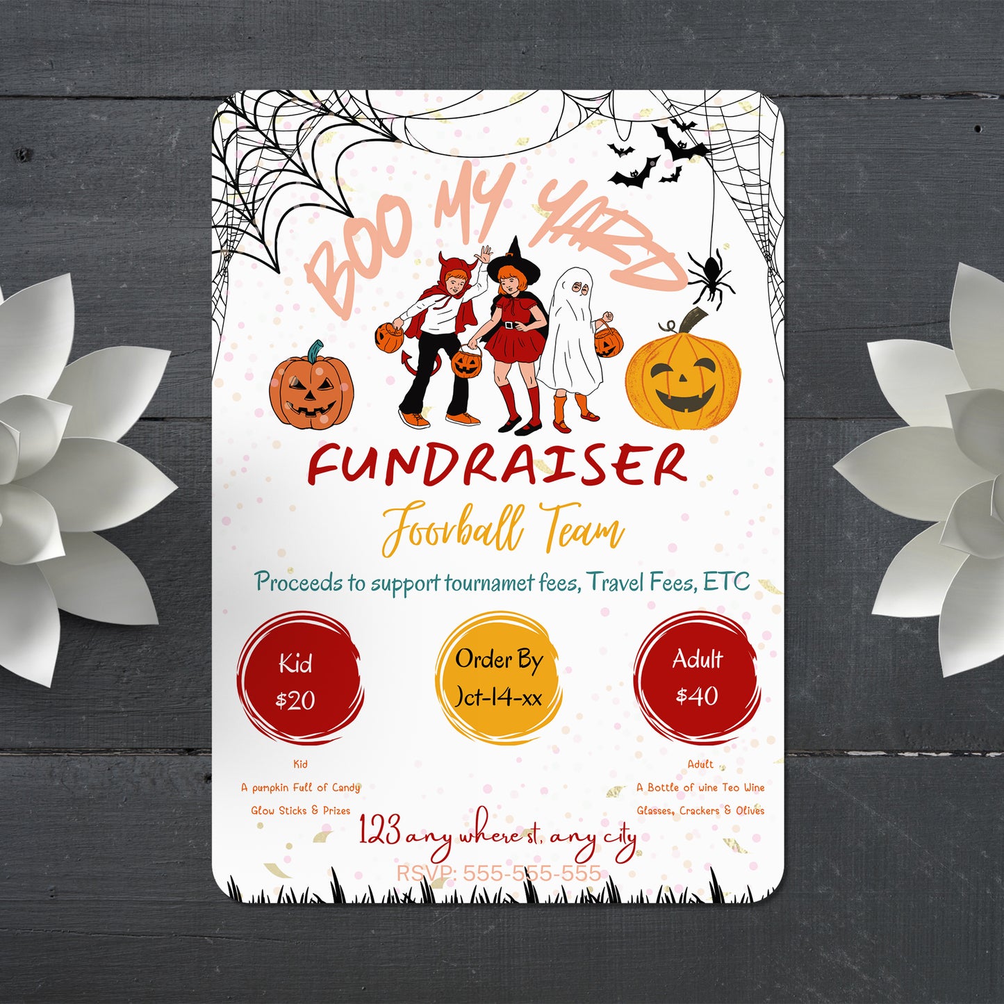 Boo my Yard Fundraiser Halloween Invitation Template - CreativeRino