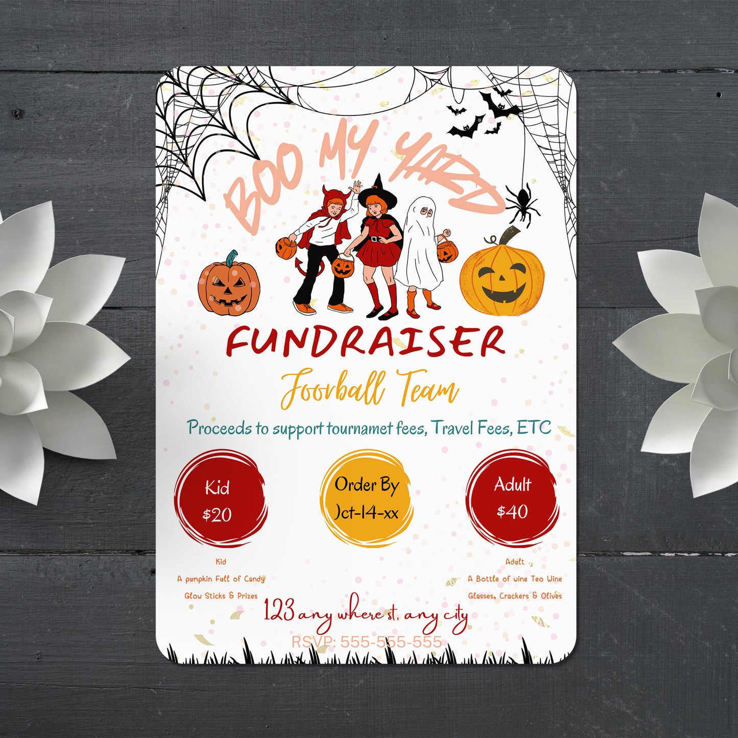 Boo my Yard Fundraiser Halloween Invitation Template