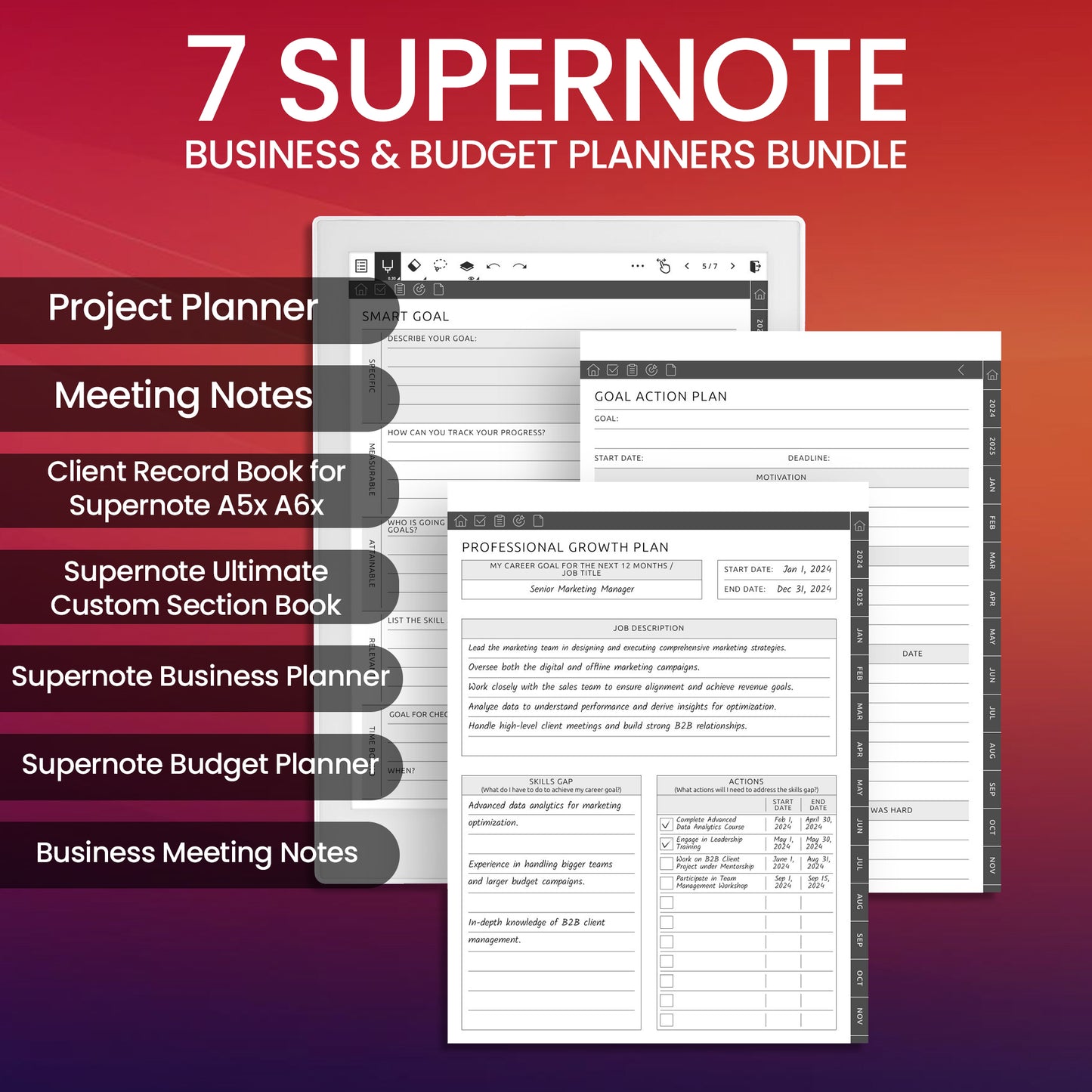 7 Supernote Business & Budget Planner Template Bundle