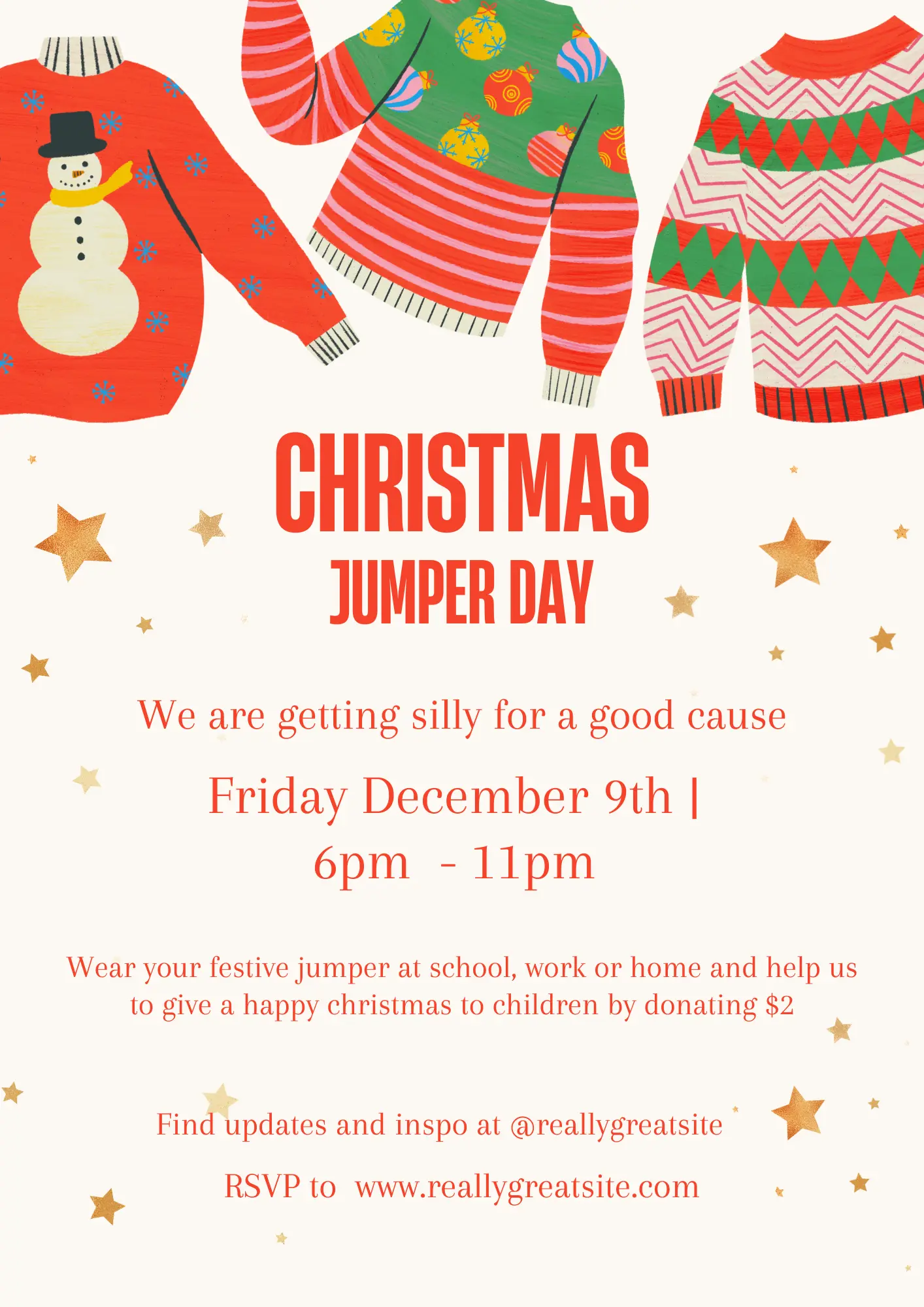 Christmas Jumper Day Invitation Template | Ugly Sweater Christmas Party Invite - CreativeRino