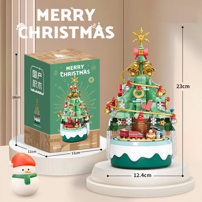 DIY Crystal Christmas Tree Music Box | Rotating LED Building Blocks Toy & Ornament Gift eprolo
