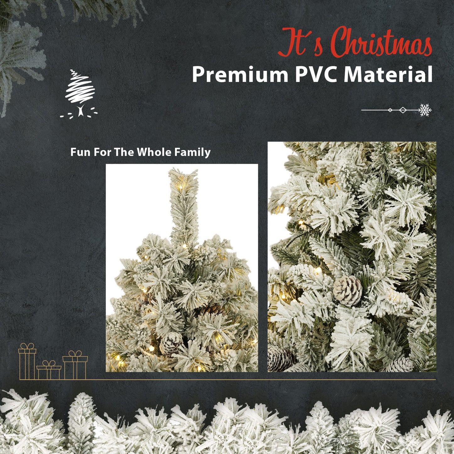 Deluxe 4-Piece Pre-Lit Christmas Tree & Garland Set | LED Entrance & Flower Decor