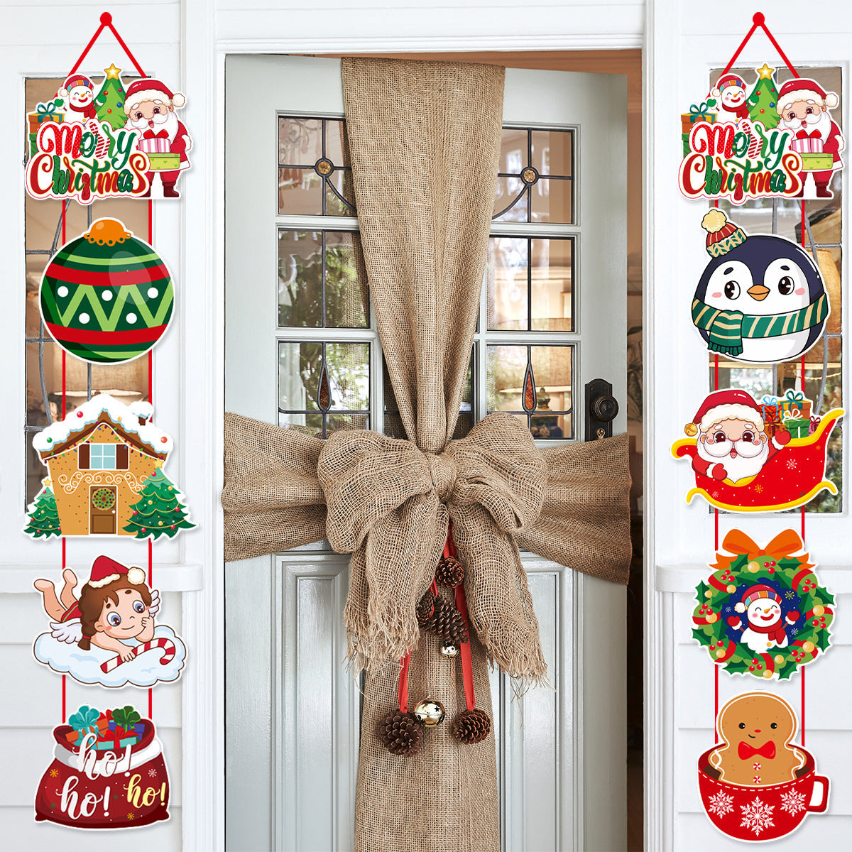 Santa & Snowman Christmas Door Banner Set | Festive Hanging Couplets & Party Decor eprolo
